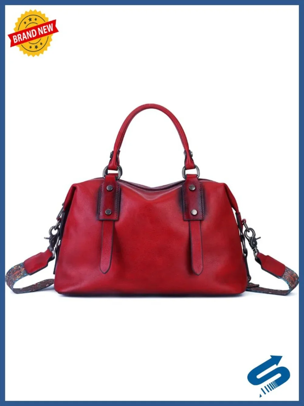Genuine Leather Retro Satchel Crossbody Tote Bag for Women